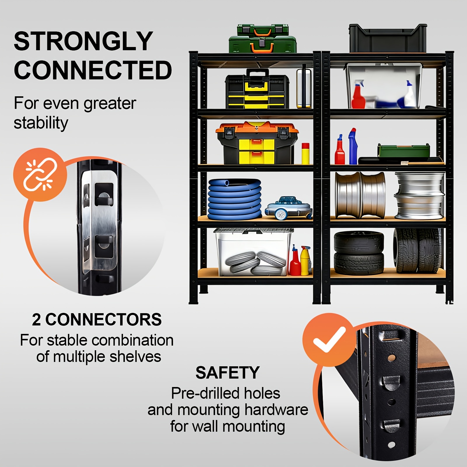 heavy duty 5 tier boltless shelving unit adjustable   metal storage shelf   garages sheds   and home office storage storage racks details 7