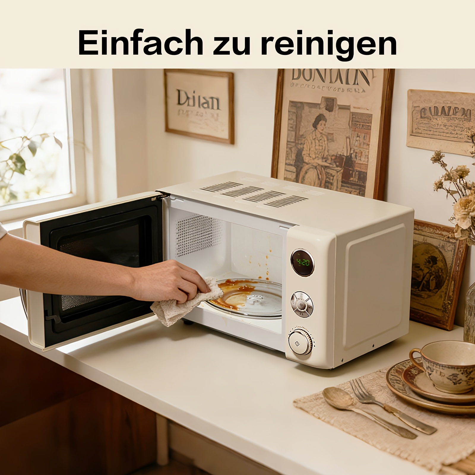 Image of Galanz Retro Digital Display Oven, Six-level Power Adjustment, Uniform Heating, Safe Household Small Mini Microwave Oven, Easy To Clean, Quick Defrosting, High-value Kitchen Appliances