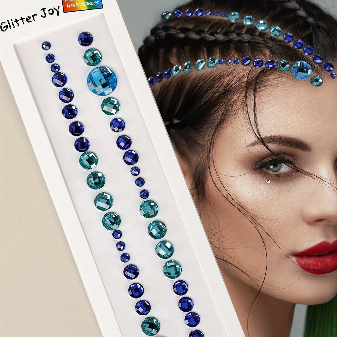 3d Fake Rhinestone Particle Hair Decoration Rhinestones For Women, Holiday Gift, Diy Music Festival Party Masquerade, Suitable For Hair, Eyes, Face, And Body Decoration, 1 Sheet Per Pack
