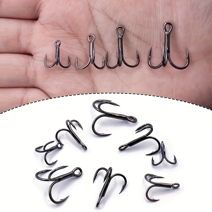 10 pack 6x strength carbon steel treble hooks barbed sharp - Temu