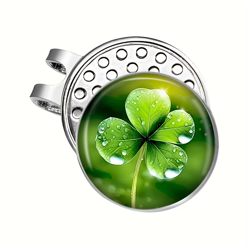 Men's Magnetic Golf Ball Marker Hat Clip - Clover Design With Green Leaf & Ball, Easy & , Durable Iron Construction