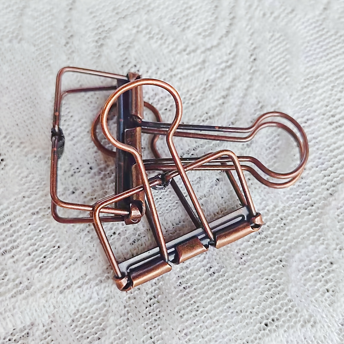 TEMU 2pcs Brown Vintage Binder Clips, Retro Metal Paper Clamps For Junk Journaling & Scrapbooking, Antique Clips For Planner & Reading, Aesthetic