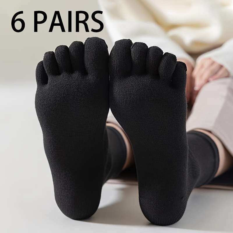 E-shop 1/3/6 Paar Herren Fünfzehensocken, einfarbige wadenhohe Socken, atmungsaktiv geruchsresistent, getrennte Zehensocken für Freizeit Sport,