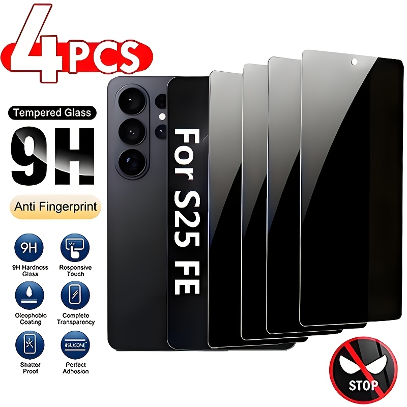 E-shop 4er-Pack Blickschutzfolie passend für Samsung Galaxy S25 FE [Blickschutz Panzerglas], Ultra HD, kratzfest, blasenfrei, einfache Installation, 9H