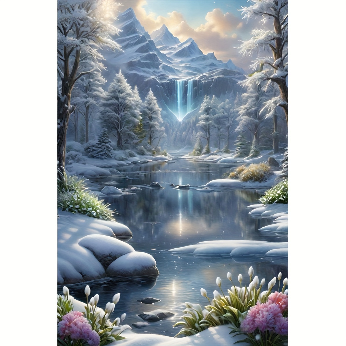 

Winter Mountain Waterfall Scenery 5d Diamond Painting Kit – 1pc Round Diamond Art Embroidery Stitch Set For Wall Decor, Acrylic (), Sizes Without Frame