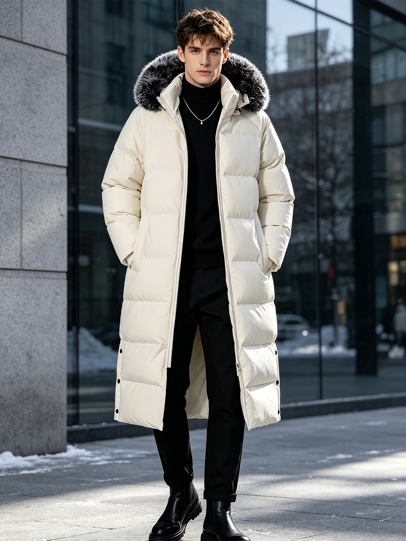 Men's Casual Winter Jacket with Hood and Collar