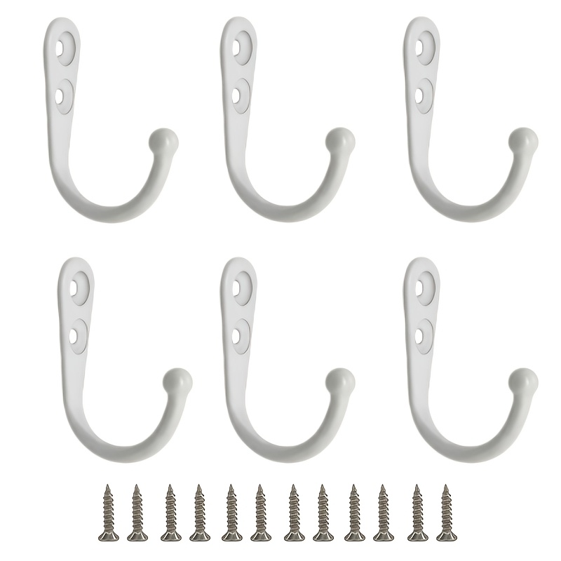 TEMU Set di ganci multiuso da 18 pezzi - 6 ganci da parete a singolo foro in metallo + 12 viti di montaggio, 4 colori, ganci resistenti per appendere