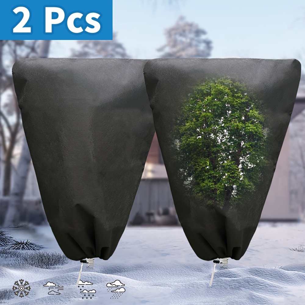 

2-pack Black Plant Antifreeze Covers, Uv Protection, Reusable, For Outdoor Plants, Potted Plants, Shrubs, Garden Tools & Lawn Care, Durable Fabric Material