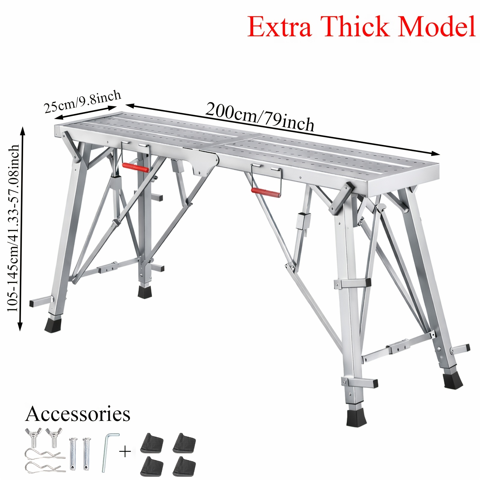 TEMU Portable Foldable Workbench With Adjustable Height & Wide Base - Heavy-duty Foldable, Railing Suitable For Home Renovation, Rv Cleaning, Window
