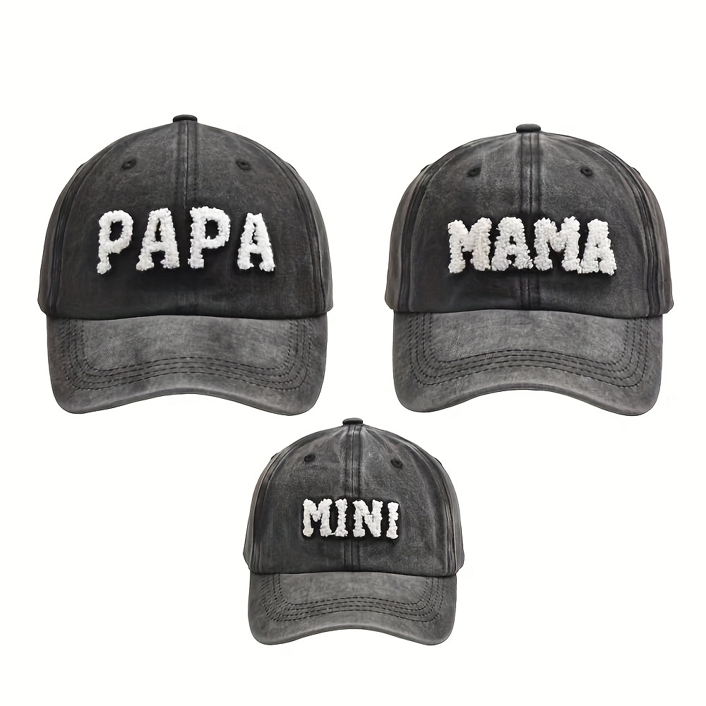 

1/2/3pcs Embroidered Baseball Caps With Sunscreen Hats For Papa, Mama, And Mini - Perfect For Outdoor Activities, Parties, Fishing, Daily Wear, And Golf