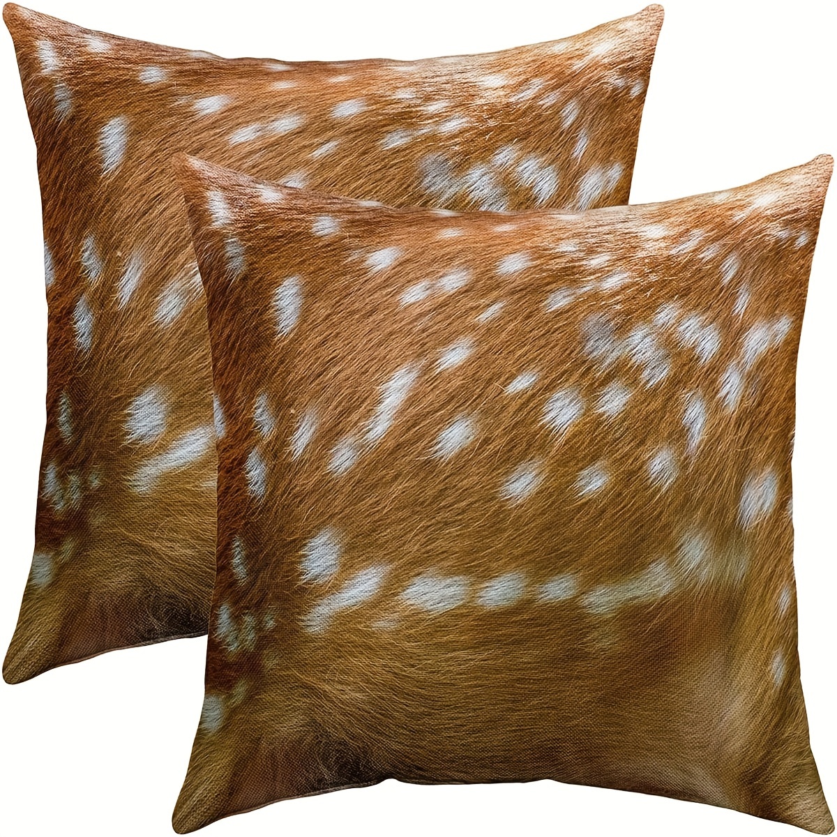 

Vintage Style Deer Pattern Throw Pillow Covers 18x18 Inch - Set Of 2 Soft Short Plush Zippered Cushion Cases For Home And Office Decor, 100% Polyester, Hand Washable - Fits Various Room Types