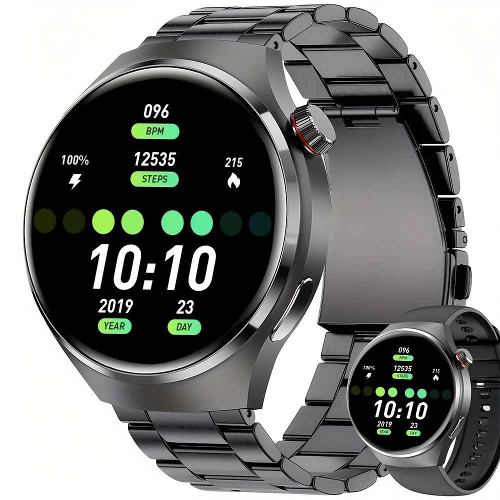 Smart Watch for Men - Waterproof, Wireless Calling, Over 100 Exercise Modes, Weather & Sleep Tracker, Stainless Steel Band - Perfect Gift (Black)_voghion.com