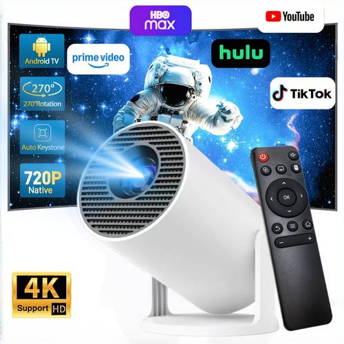 built in apps mini projector with wifi6 and bt5 4 smart portable projector with 180 rotation support 4k native 720p auto keystone compatible with hd usb tv stick smartphone laptop