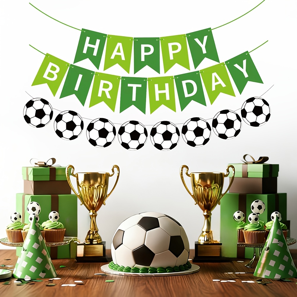 Soccer-themed Birthday Banner Set, Holiday Pull-up Flag With Soccer Balls, Festive Flag Banner, Perfect For Sports-themed Wall Decoration, Living Room Birthday Party Decorations