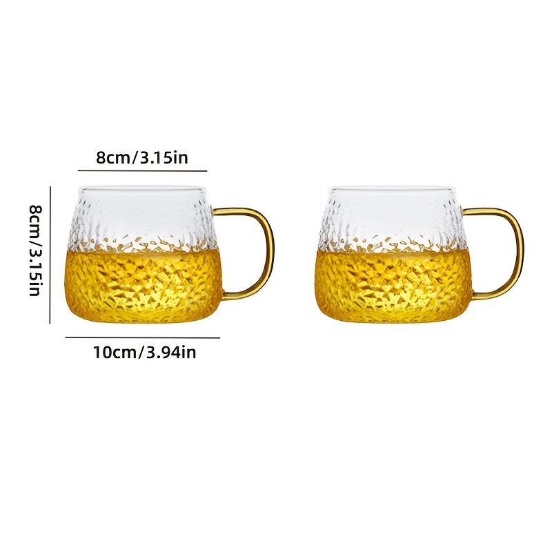 TEMU 2pcs Yellow Texture Single-layer Cup, Drinking Glass, High Borosilicate Glass, Simple Thickened Design, Juice And Beverage Cup, Tea , Household