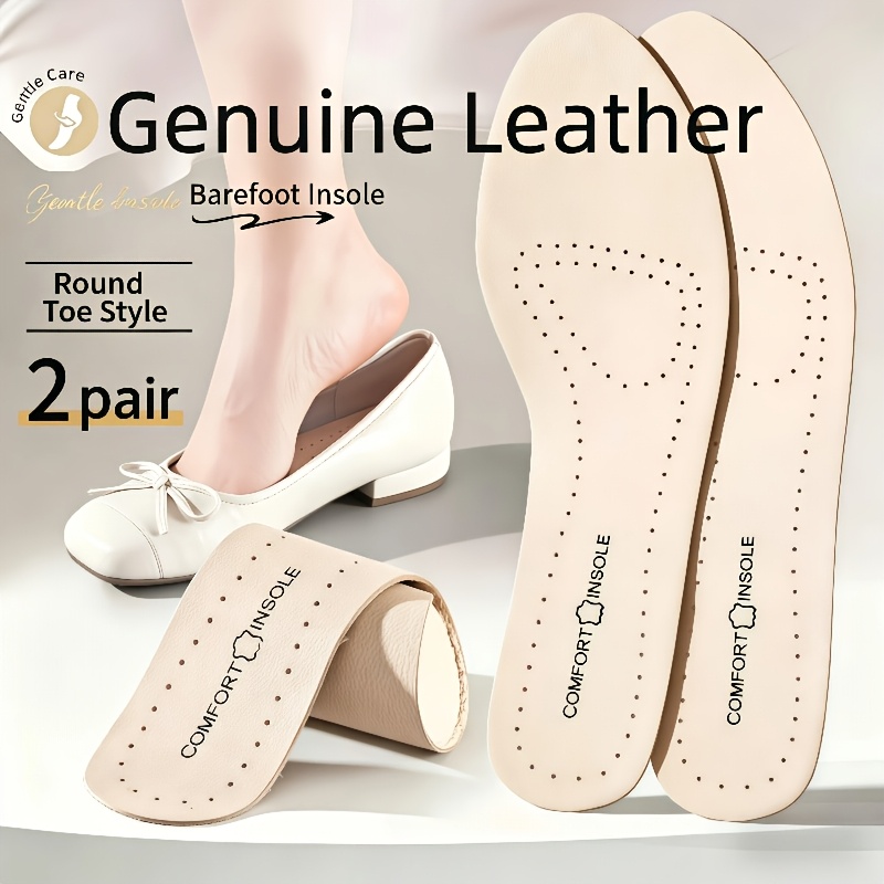 TEMU Women's Self-adhesive Leather Round Toe High Heel Insoles, Ultra- Sole, Comfortable And Breathable, Sweat-absorbing