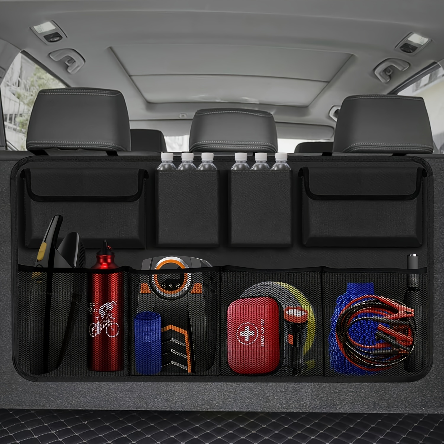 

Car Trunk Storage Bag Rear Sear Back Storage Bag Net Pocket Multi-functional Storage Pocket Seat Back Hanging Organizer For Car Accessories