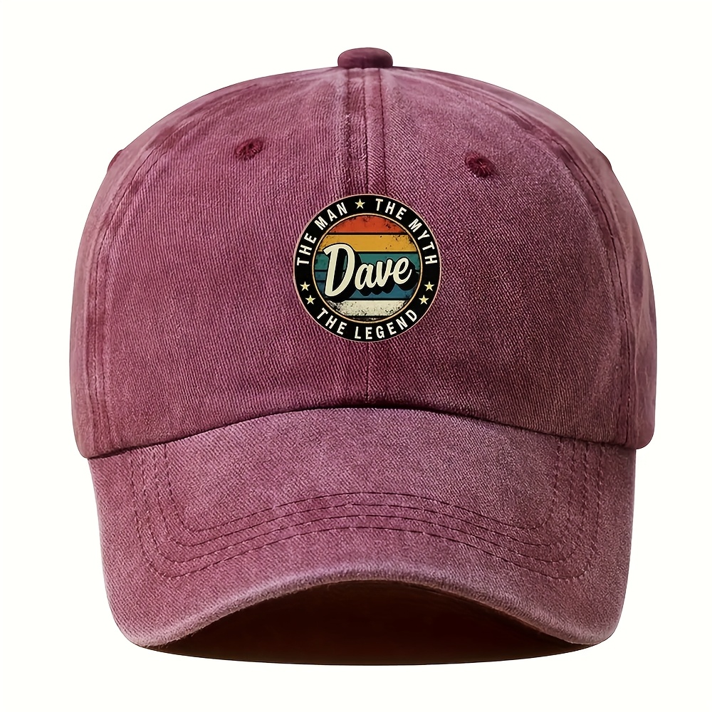 TEMU Dave The For Man The Legend" Printed Baseball , Adjustable Hat For Outdoor Activities, Unisex Outdoor Baseball , Perfect Gift Choice, Great For