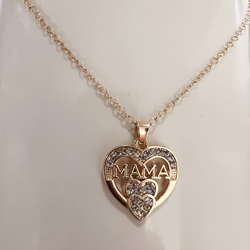 Double Heart Pendant Necklace with Mother Letters, Ideal Gift