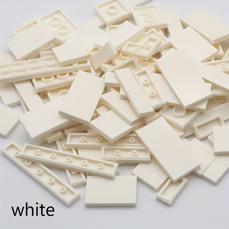 100pcs ABS Plastic Building Blocks Set Flat Tiles DIY Construction Toy Kit