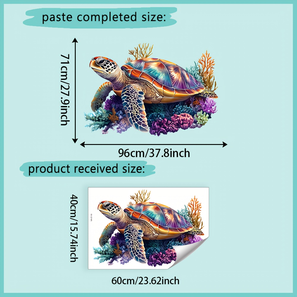 1pc, Turtle Wall Sticker, Removable Waterproof Pvc Decal For Walls, Doors, Cabinets, And Window Decorations, 15.7in*23.6in