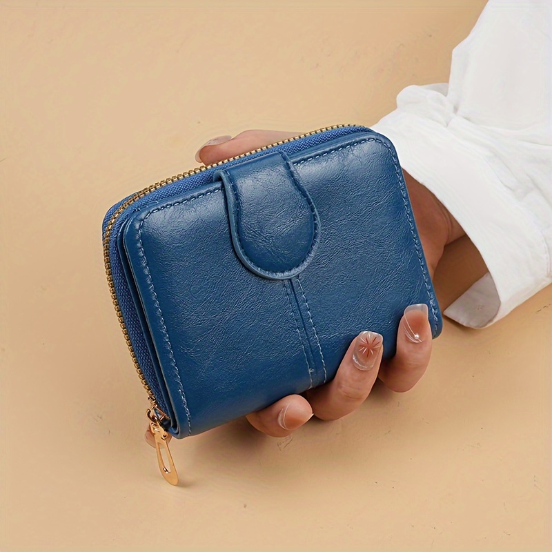 women's compact zipper wallet vintage leather short - Temu