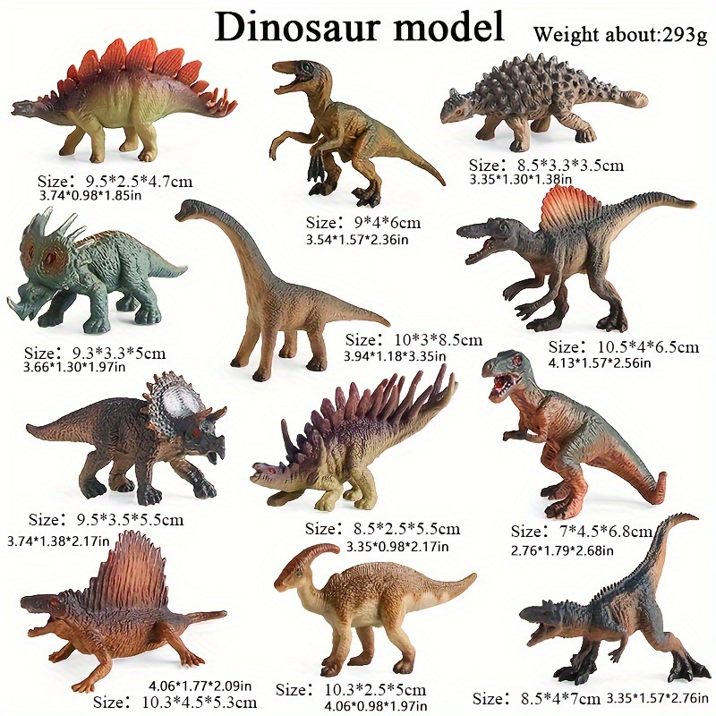Image of 12pcs Medium Dinosaur Set - Dinosaur Action Doll - Perfect Gift For Dinosaur Lovers - Party Gifts, Educational Models, Birthday And Christmas Gifts