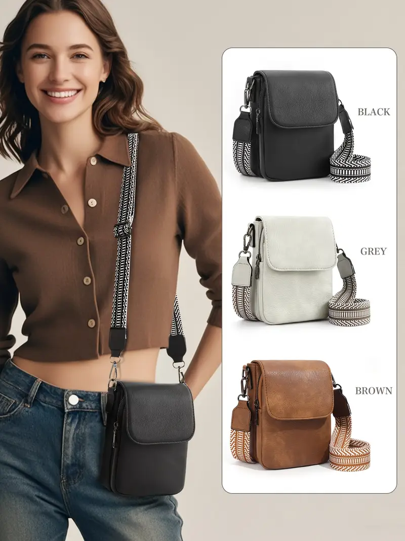 small crossbody bags for women fashion pu double compartment cell phone crossbody wallet purses with card slots details 0