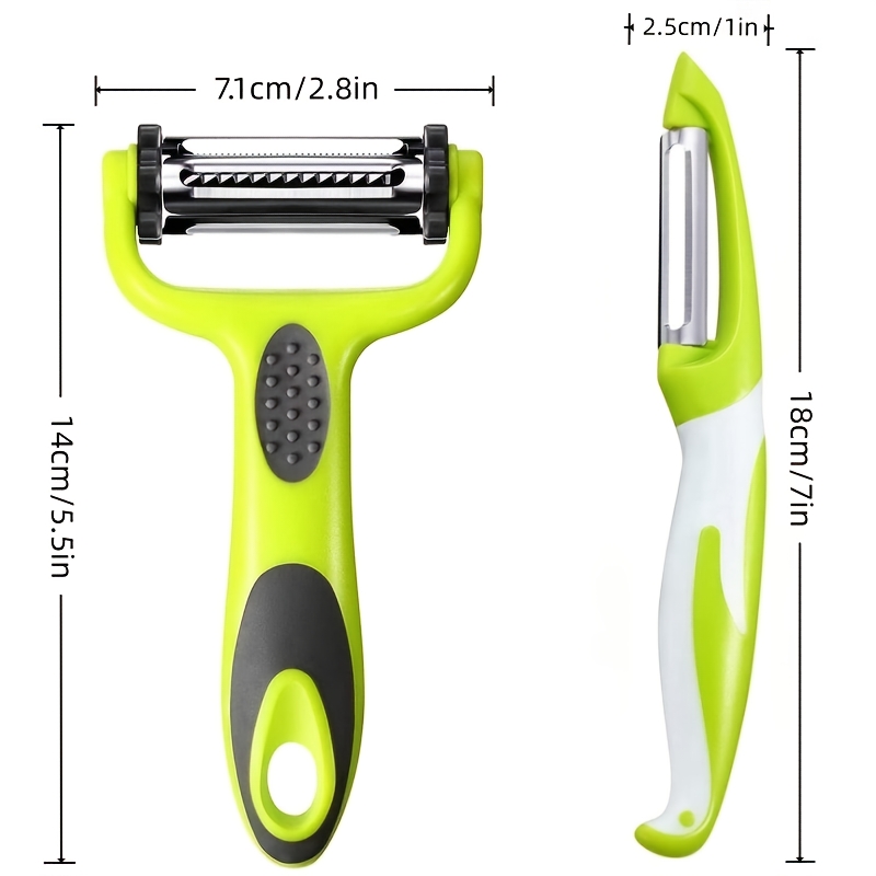 TEMU 2pcs/set Multifunctional Vegetable Peelers Julienne Cutter Grater For Potato Vegetable Fruit