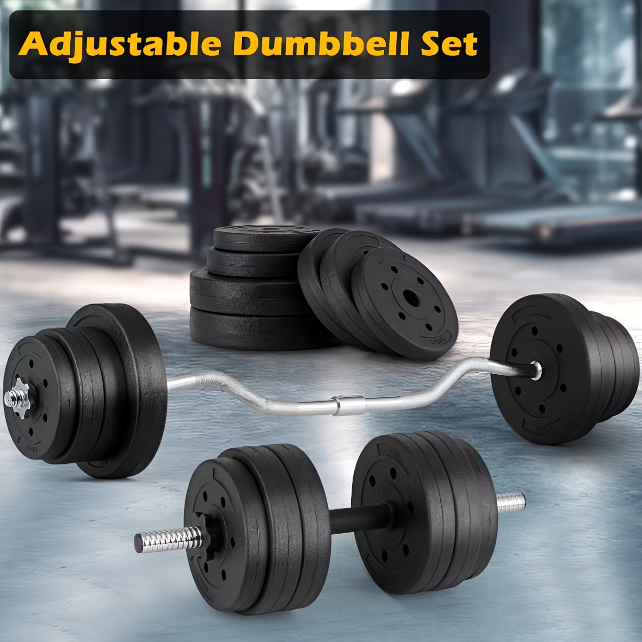 70LB 2in 1 Barbell Set, Curl Bar & Weights, Lifting Dumbbells Used As Barbell for Whole Body Workouts