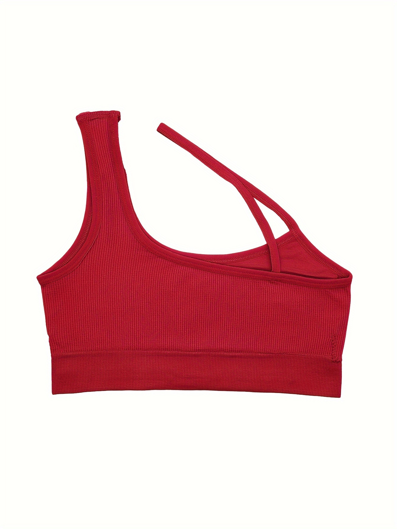 One Shoulder Strap Sports Bra, Comfy & Breathable Yoga Fitness Bra, Women's  Lingerie & Underwear
