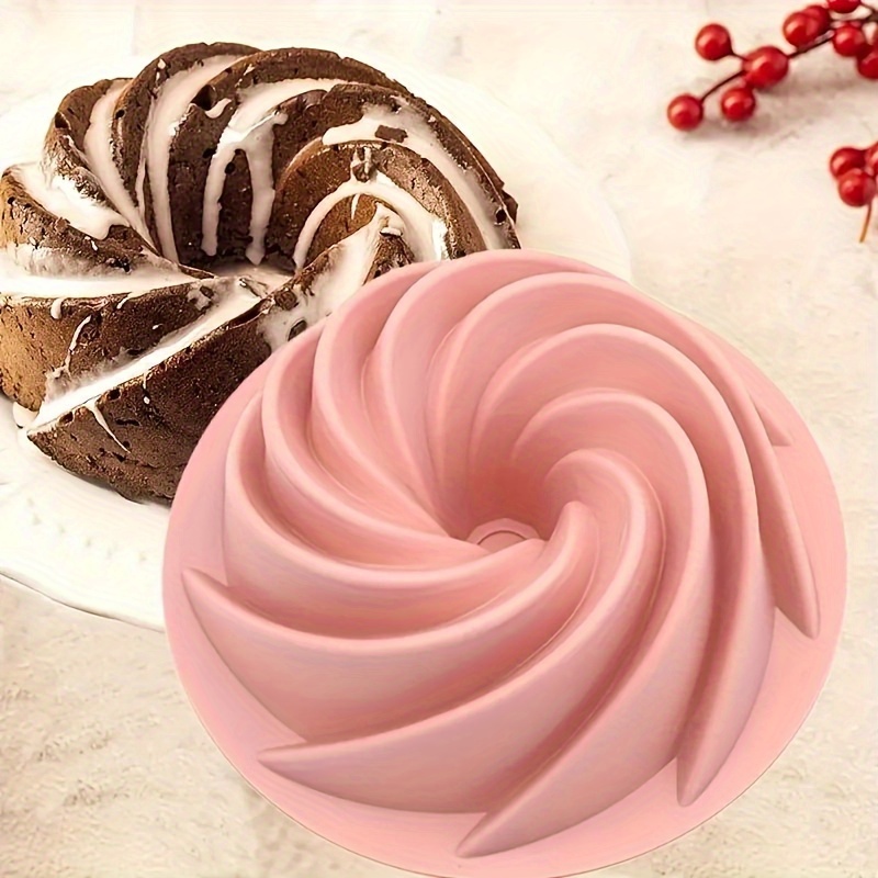 

1pc Silicone Spiral Rotating Cake Mold - Pink, Diy Mousse Baking Tool, Resistant, Easy To Clean, Microwave & Oven Safe, For Home Baking/restaurants/bakeries, Christmas Gift, Best For Christmas