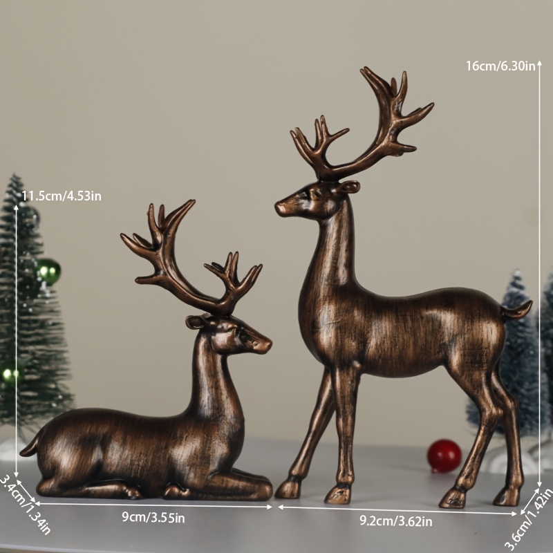 TEMU 2 Pieces/set Of Elk Statue Ornaments, Suitable For Christmas Decoration, A For Holiday Decorations, Suitable For Decoration In Living Room,