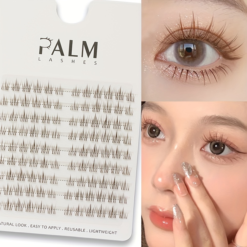 Image of Palm Lashes Diy Eyelash Extensions - 108 Natural Cluster Lashes, C , 0.07mm Thickness, Mixed Length 6-12mm, Cosplay Anime Style Brown Falsies, Easy To Apply, Reusable, Beginner Friendly