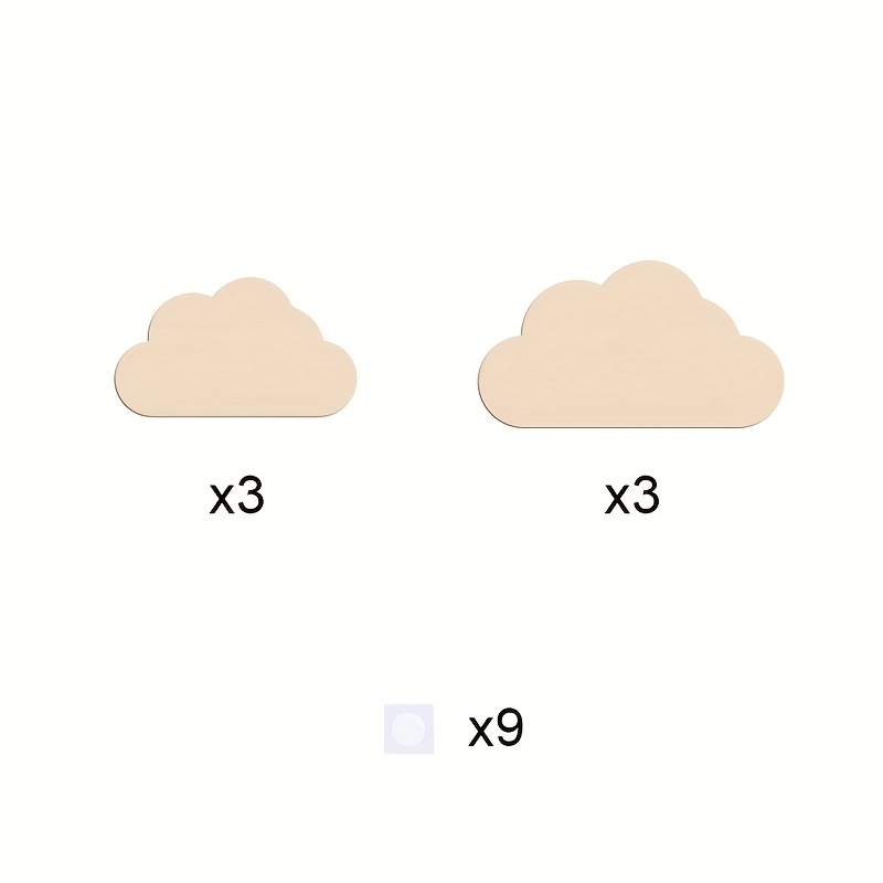 6pcs Cloud Wall Sticker Wooden Clouds Wall Decor Reusable Wall Decoration Bedroom Above The Bed Wall Art Wall Decorations, Wooden Decorative Wall Decor