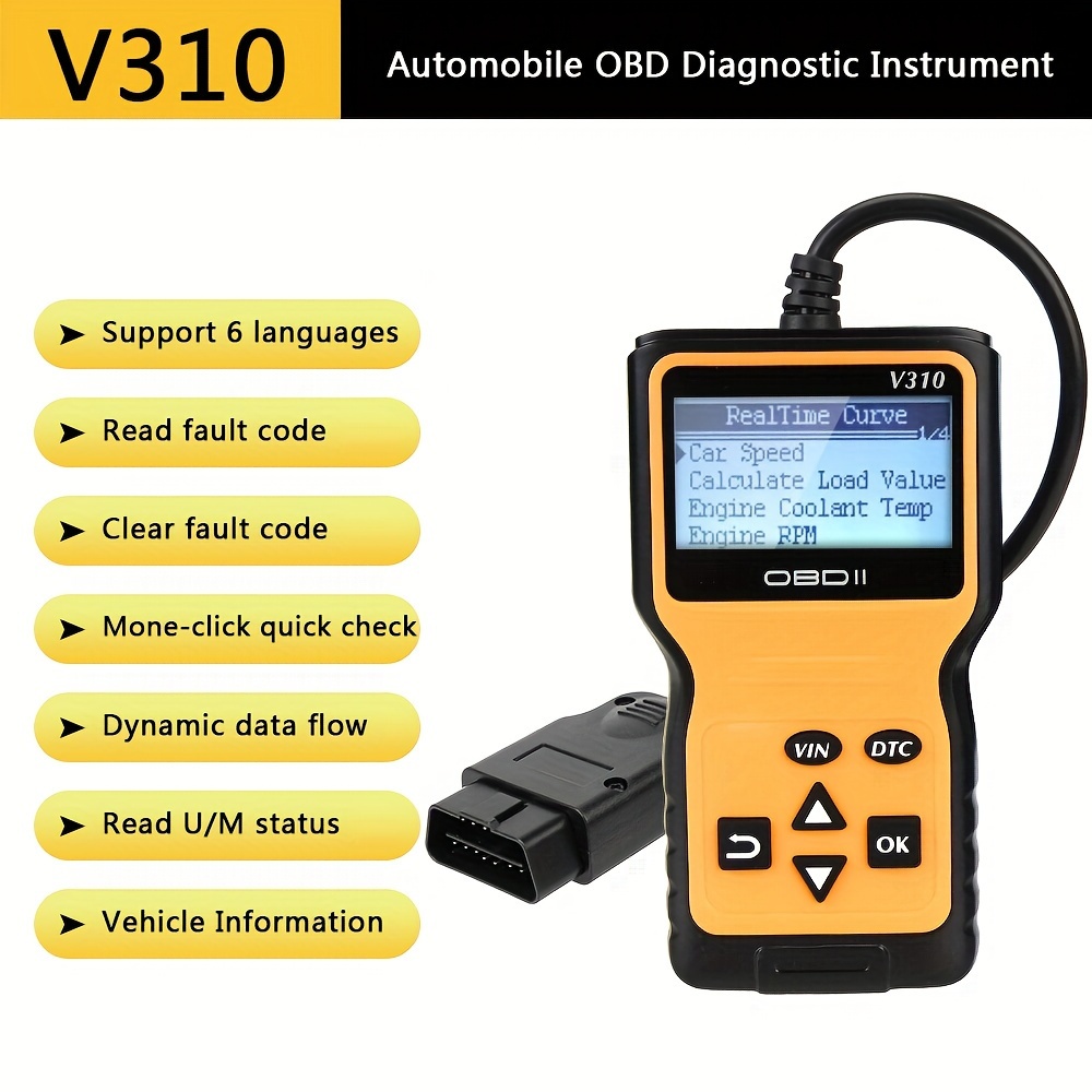 

1pc Auto Accessories V310 Obd2 Code Reader Car Auto Diagnostic Tool Obd2 Scanner Elm 327 Obdii Eobd Read/clear Fault Scan Tool