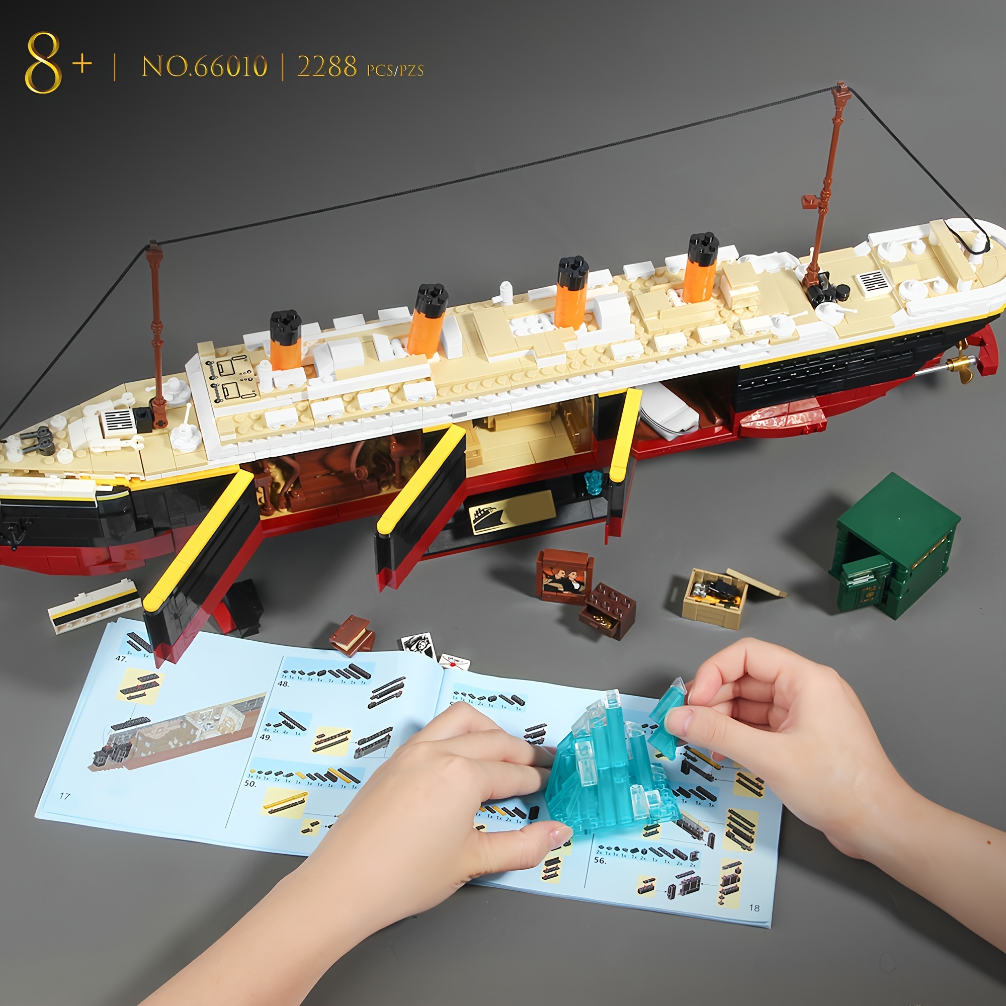 582PCS MOC Fishing Boat Ship Model Toy Building Block Brick Gift