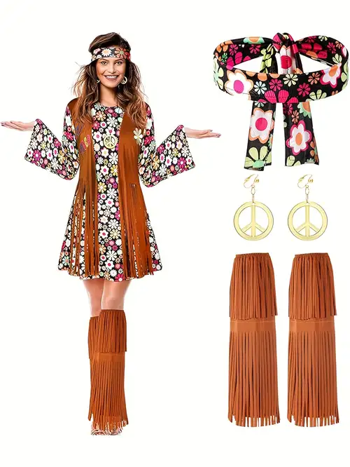 * Deal! A Set of 5 Vintage Hippie Performance Outfits, Featuring 60S And 70S Style Printed Dresses Along with Complete Additions * Halloween Parties, Christmas Celebrations, Carnival Costumes, Holiday ... * Deal! A Set of 5 Vintage Hippie Performance Outfits, Featuring 60S And 70S Style Printed Dresses Along with Complete Additions * Halloween Parties, Christmas Celebrations, Carnival Costumes, Holiday ...