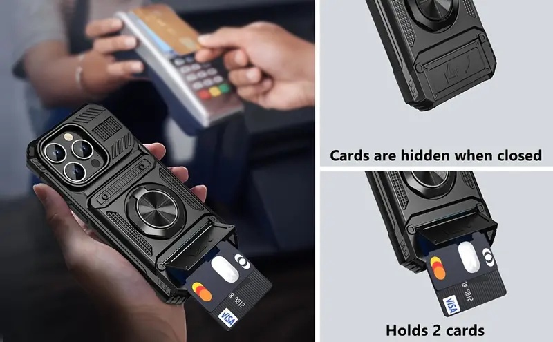 phone case suitable for iphone 17 16 15 14 13 12 11 pro   7 8   it   in a shock resistant heavy duty hard case with metal holder and hidden   slot Product details 1