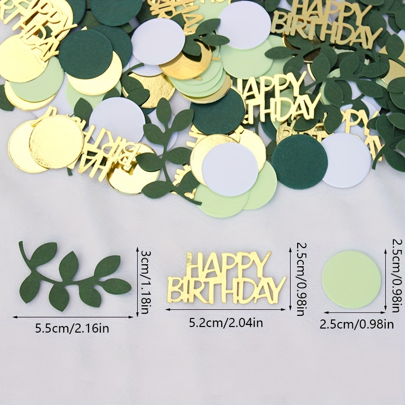120pcs festive green   and golden happy birthday confetti elegant round decorative pieces suitable for diy birthday party table decor   a celebratory atmosphere halloween decorations and christmas decorations for christmas