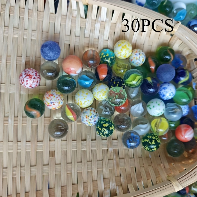 Image of 30/60pcs Random Mixed Colors Glass Marbles - Assorted Colored Glass Balls For Aquarium Decoration, Craft Projects, And Decor