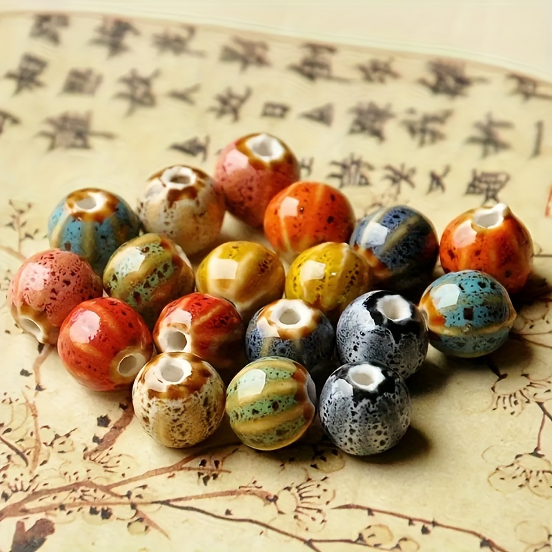 

15pcs/pack Bohemian National Style Glazed Pumpkin Ceramic Loose Beads For Jewelry Making Handmade Diy Woven Bracelets Necklace Curtain Decors Beaded Craft Supplies