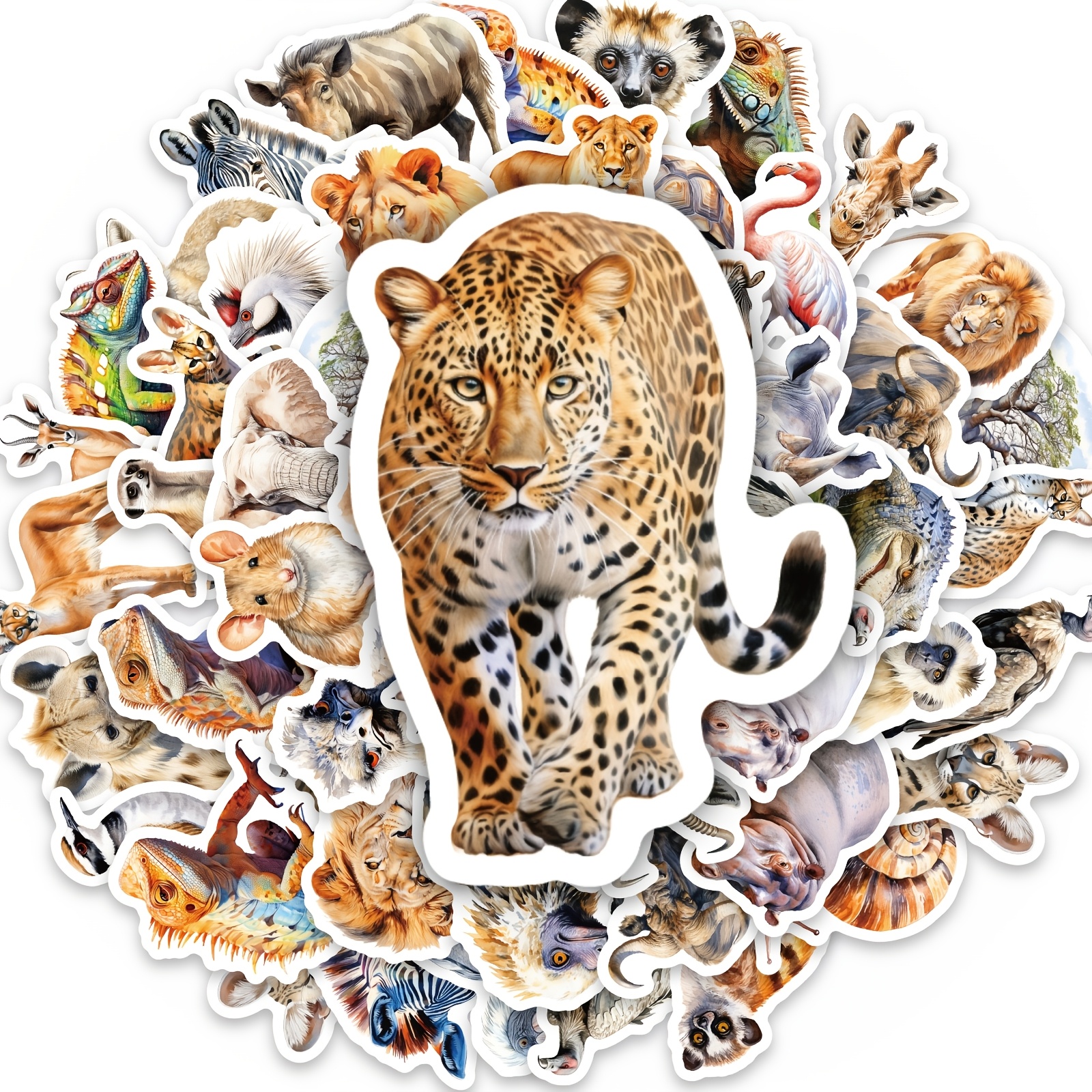 TEMU 50pz Adesivi Realistici con Fauna Selvatica, Decalcomanie Decorative con Motivi di Animali , per Decorare Laptop, Bicchieri Termici, Telefoni,