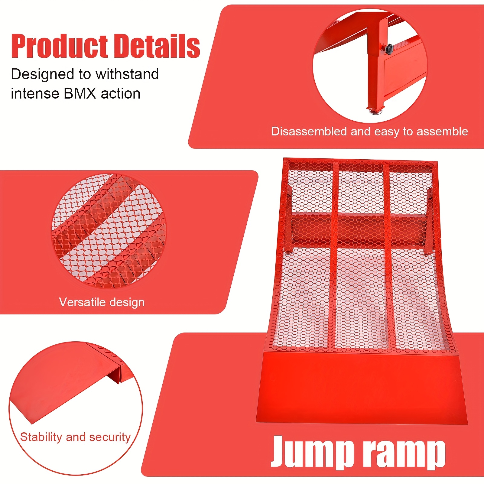 bmx ramp portable kids skateboarding ramp detachable skateboarding jumps with 300lbs capacity   to beginners boys girls