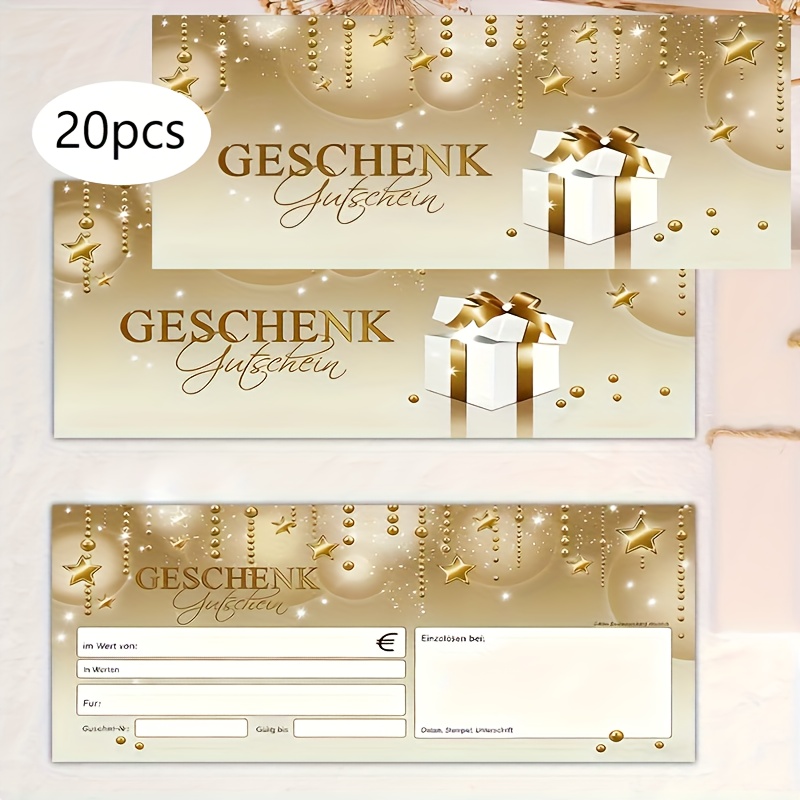 20pcs Certificates With Element Background And Stylish Font, For Use Stores, Nail Salons, Restaurants, Weddings, Christmas, And Birthdays