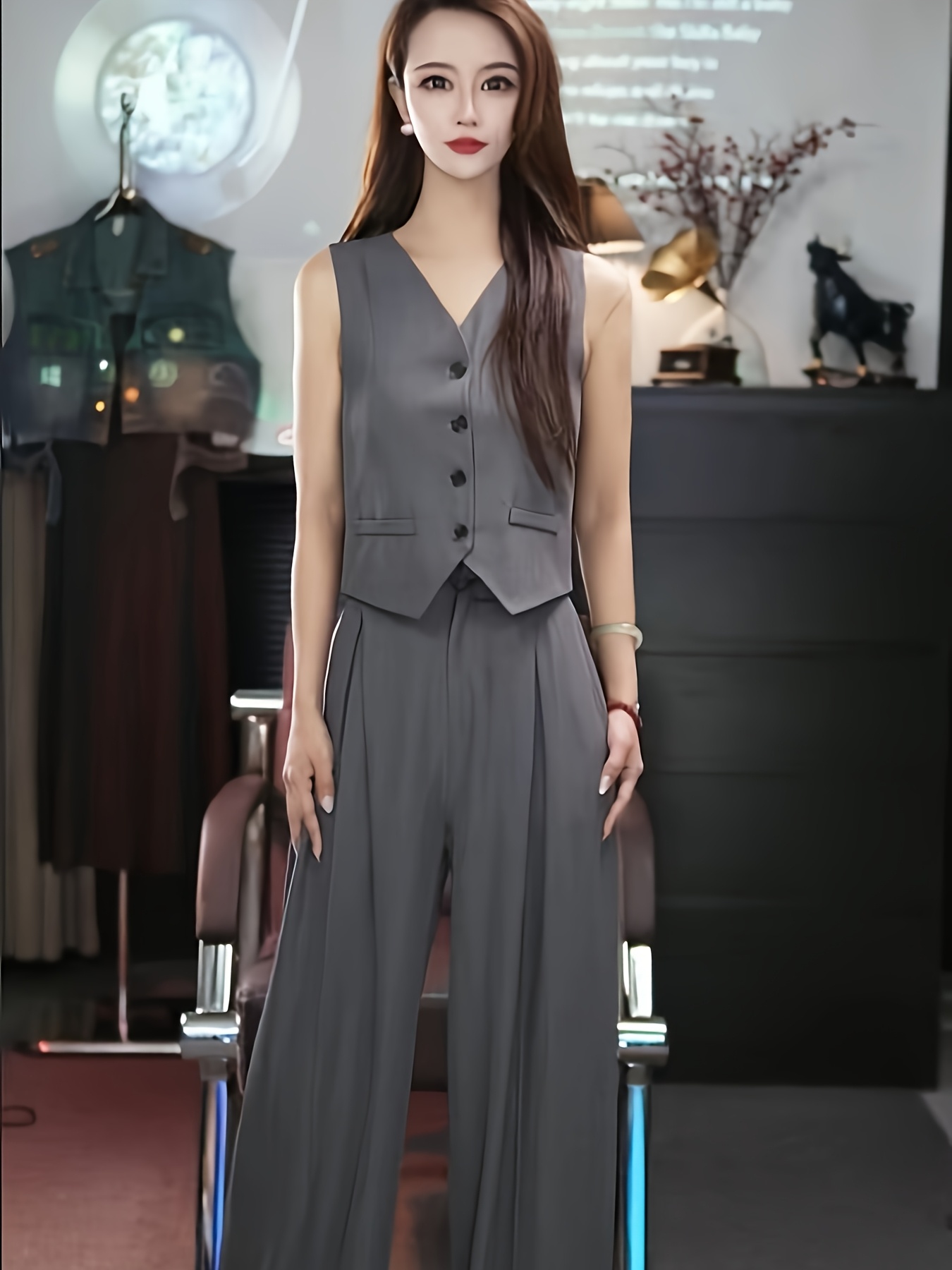grey dress pants and vest Light Grey 100% Wool Vest