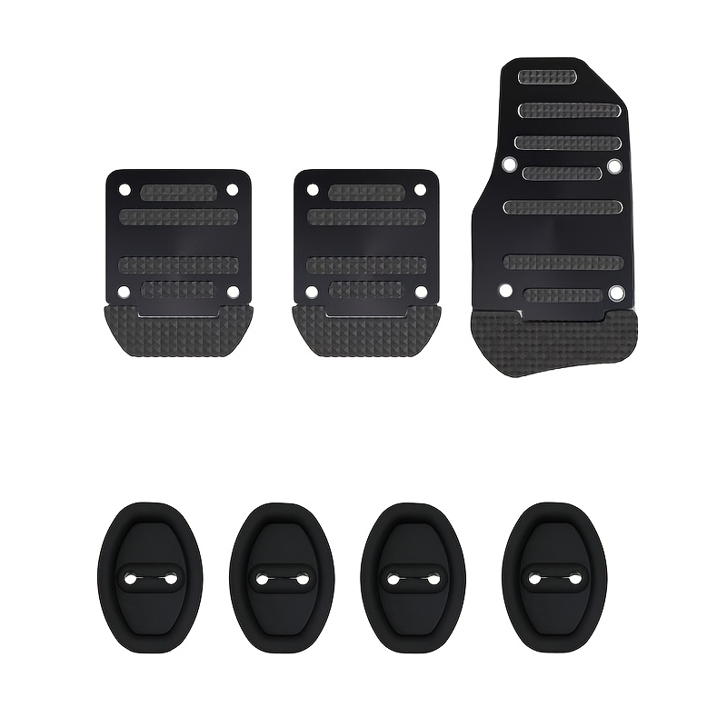 TEMU 3pcs Anti-slip Car Pedal Covers, Manual Transmission Brake Accelerator Clutch Pedal Caps And 4pcs Door Lock Protectors, Anti-slip Pedal Set,