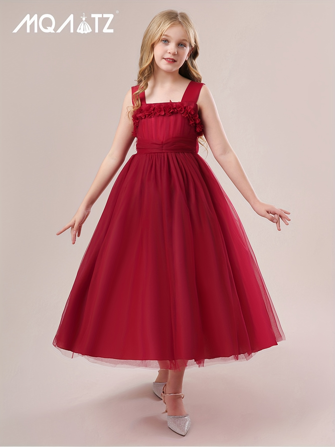 Girls Formal Dress Birthday Party Dress Flowers Decor Maxi Temu