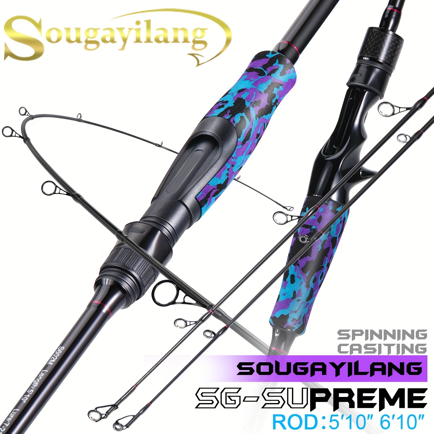 

Sougayilang Soupremé Fishing Rod - 5.91ft/6.89ft, Medium Action, 2-section Graphite Composite Blank, Camo Eva Grip For & Casting - , Sensitive, And Stylish With Smooth Reel Seat