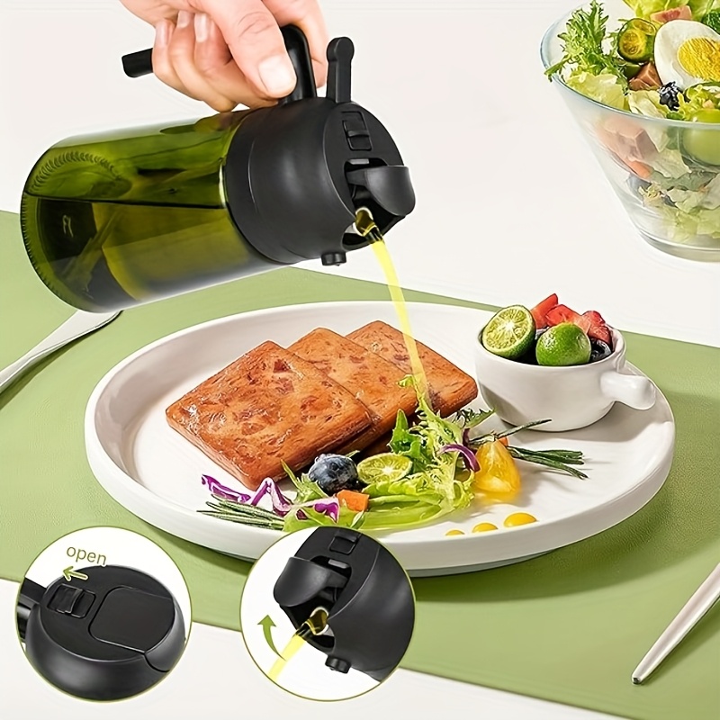 1 2pcs set 16 ounce glass oil bottle and sprayer set multi functional olive oil bottle exquisite label kitchenware   suitable for salad dressing barbecue baking cooking and is an essential item   details 1